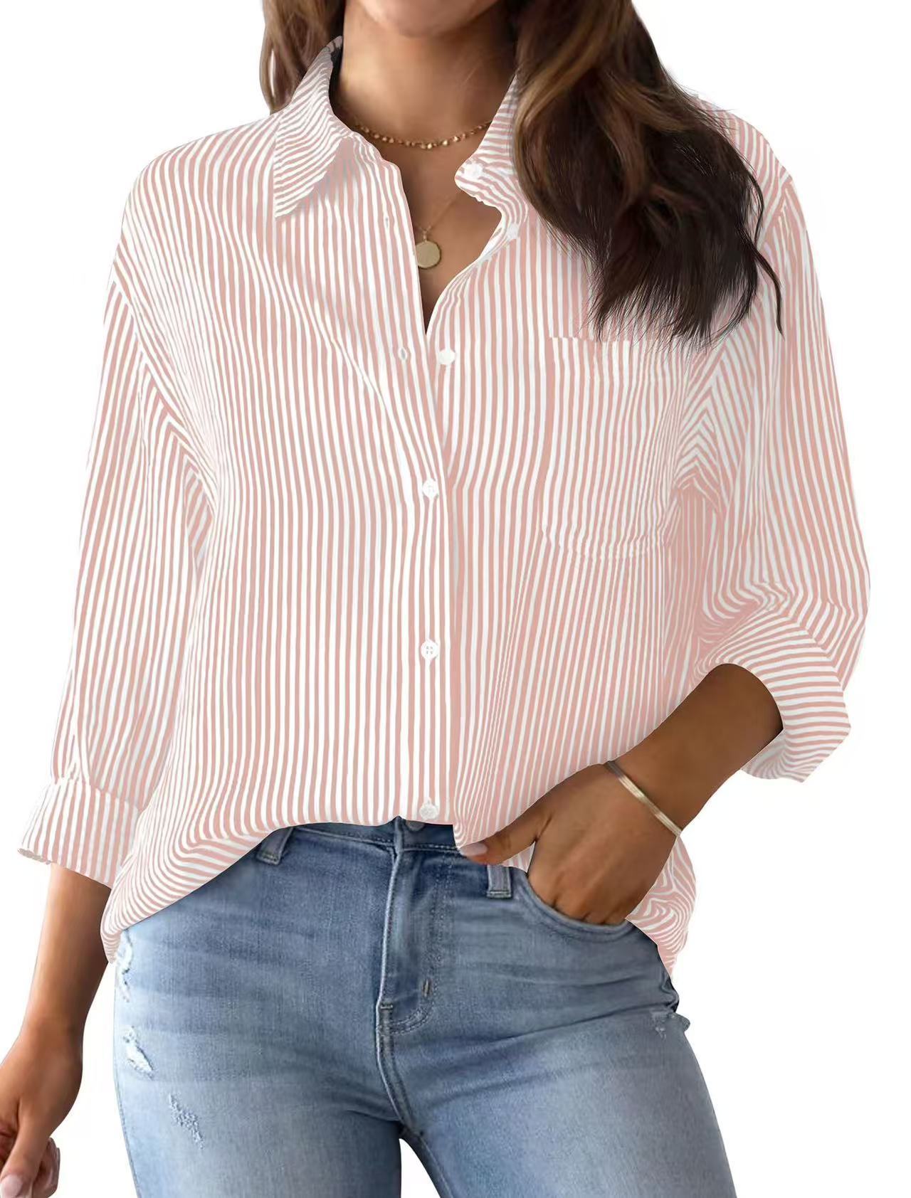 Printed striped cardigan casual long-sleeved shirt