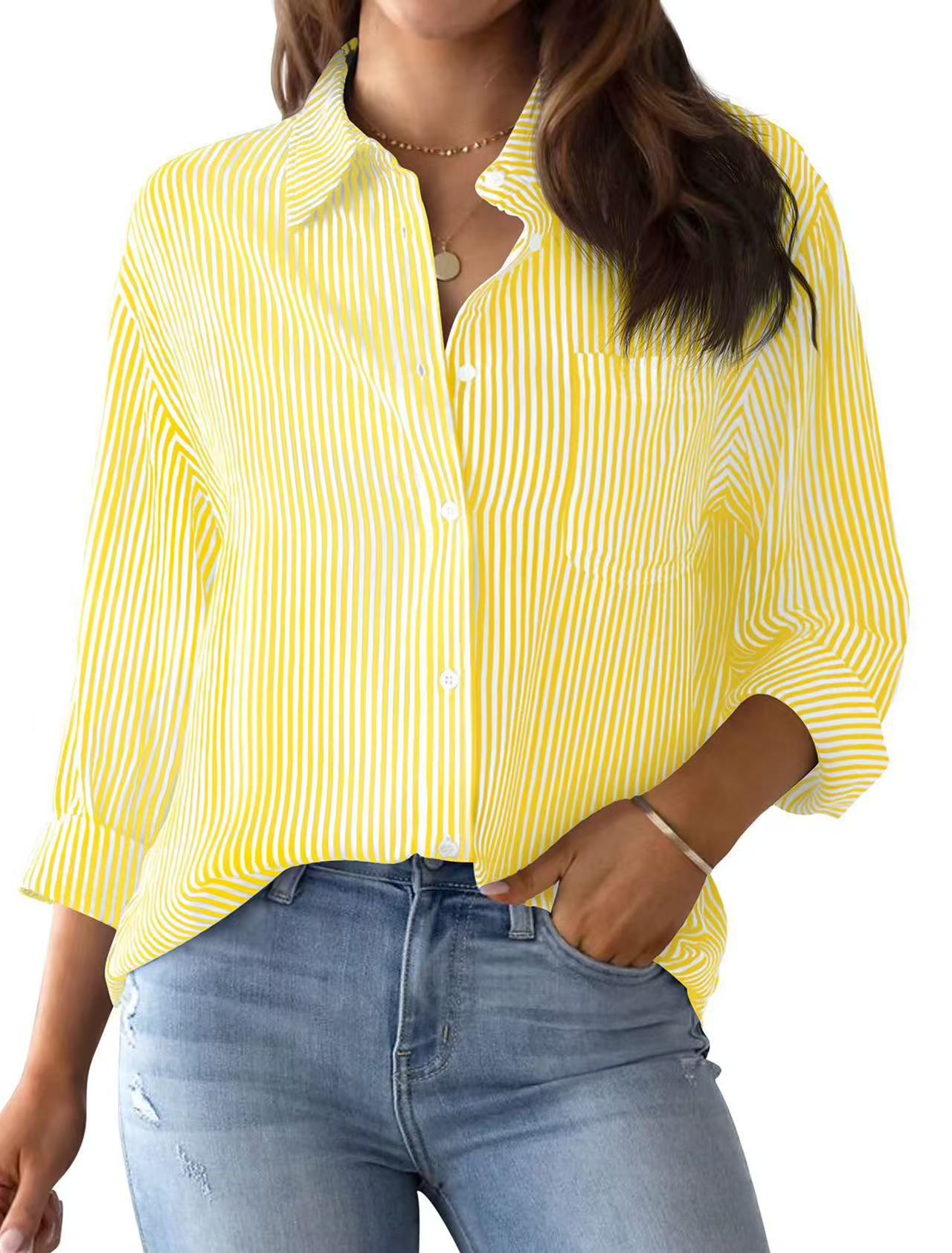 Printed striped cardigan casual long-sleeved shirt