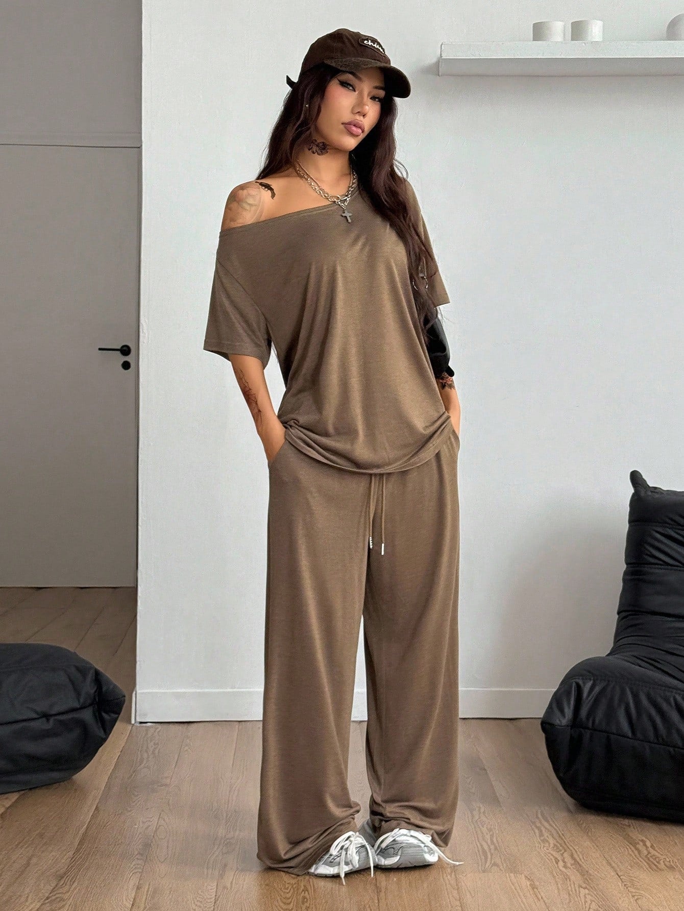 2026 Women's Casual Solid Color Sports Two-Piece Set