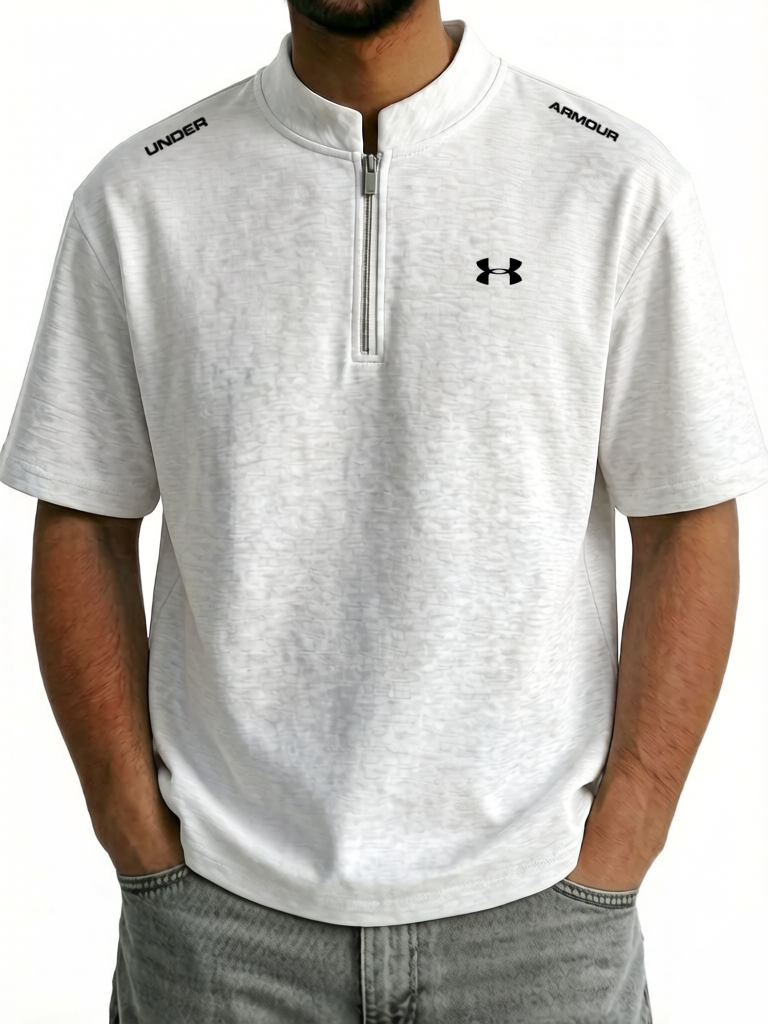 Classic Cotton Zip Stand Collar Tee