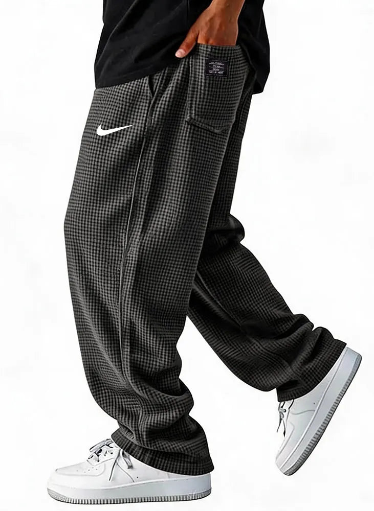 Waffle Grid Wide-Leg Pants