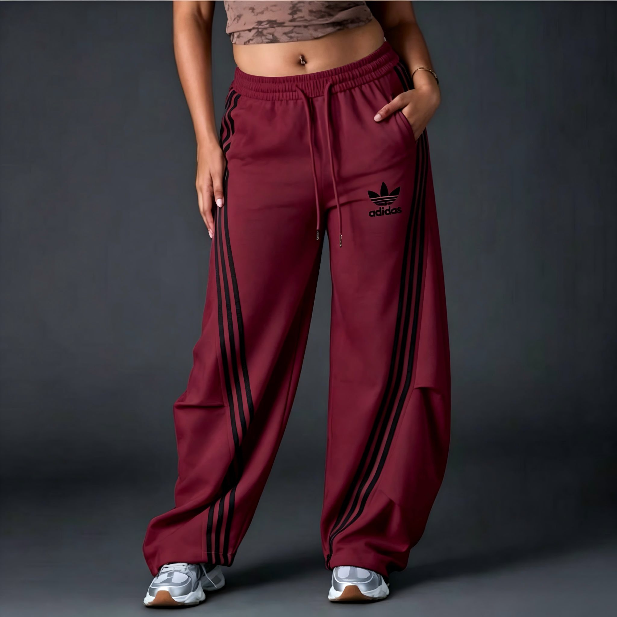 Comfort Wide-Leg Stripe Track Pants