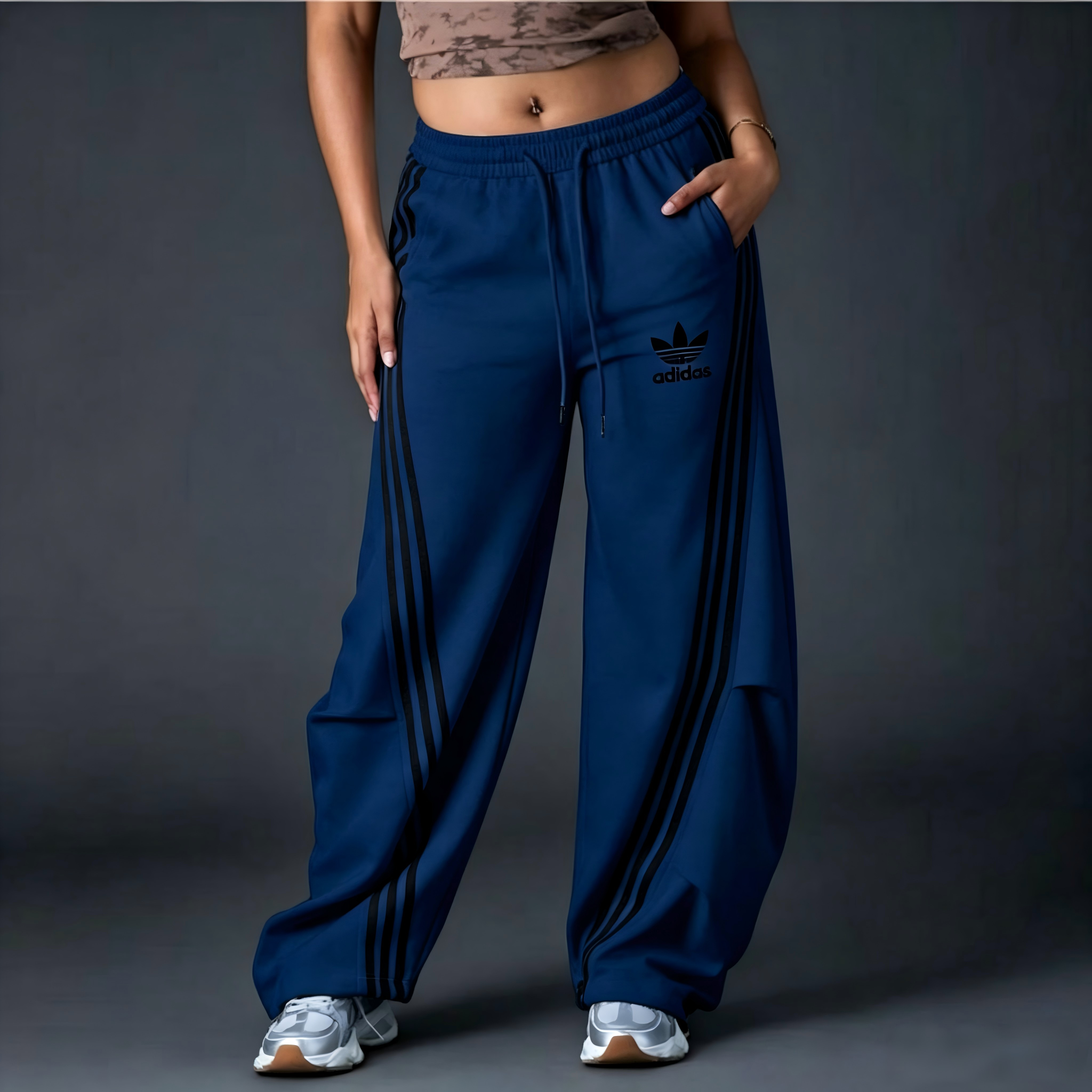 Comfort Wide-Leg Stripe Track Pants