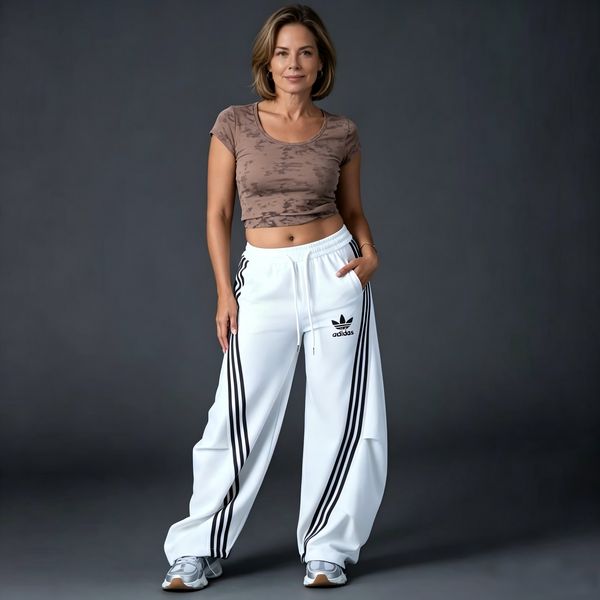 Comfort Wide-Leg Stripe Track Pants
