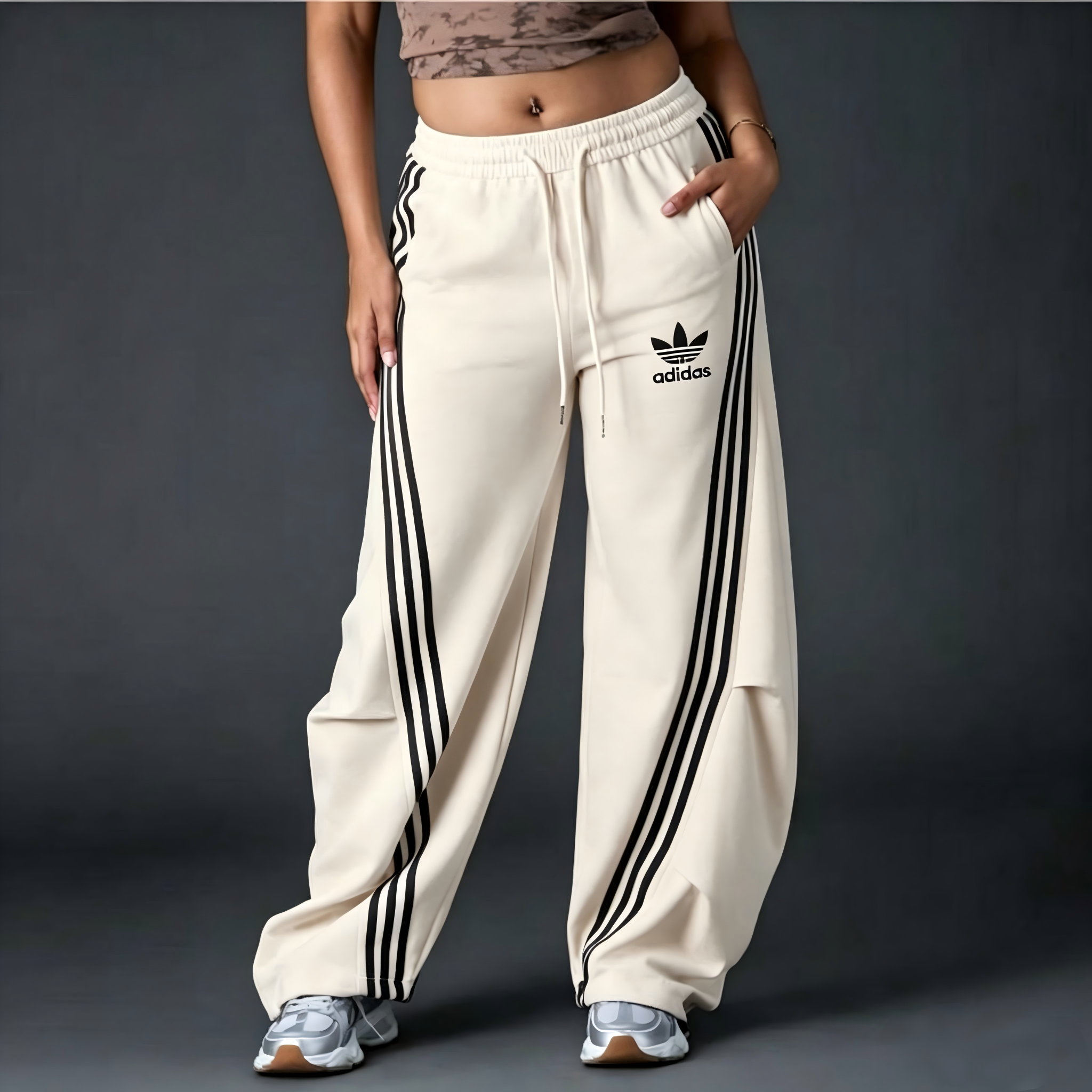 Comfort Wide-Leg Stripe Track Pants
