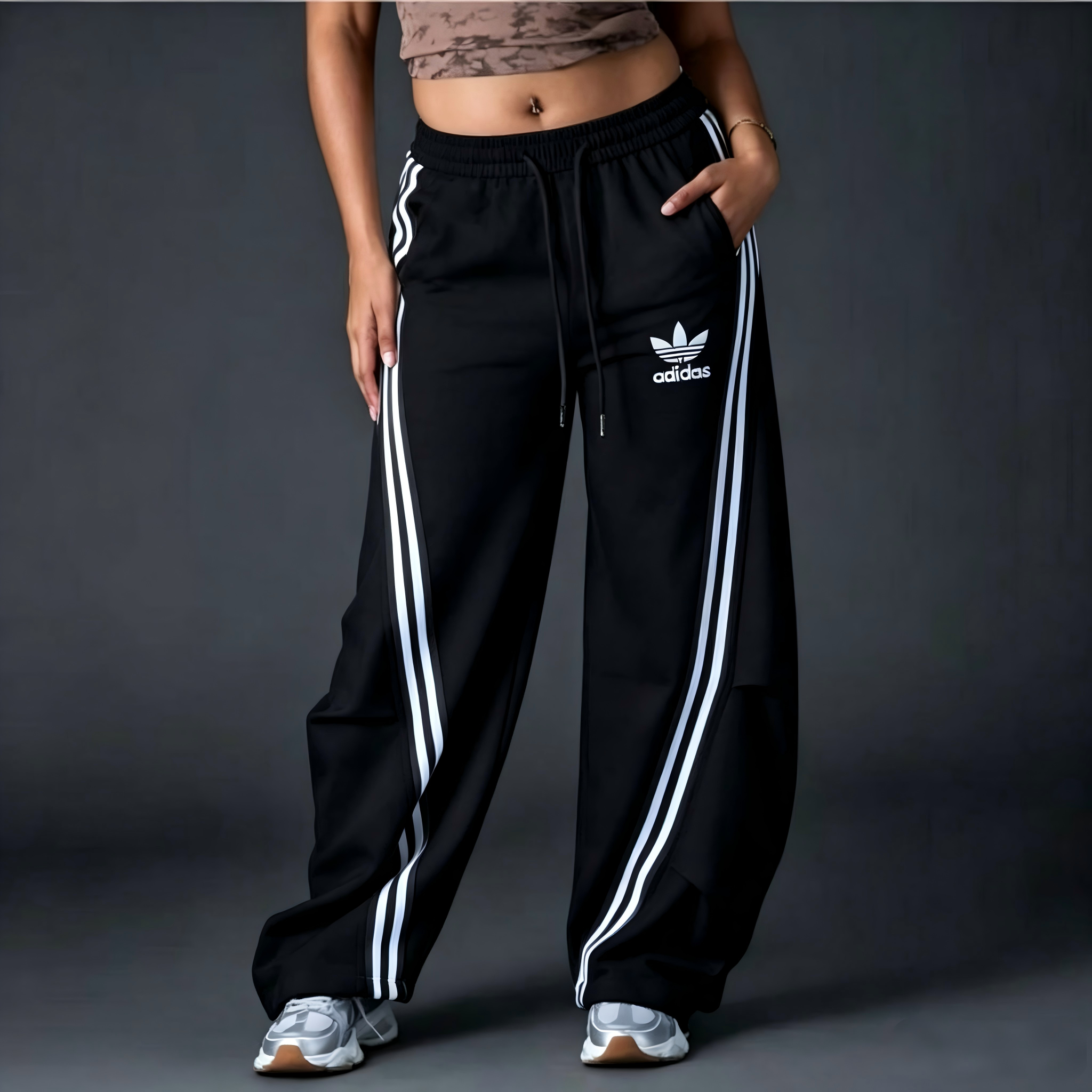 Comfort Wide-Leg Stripe Track Pants