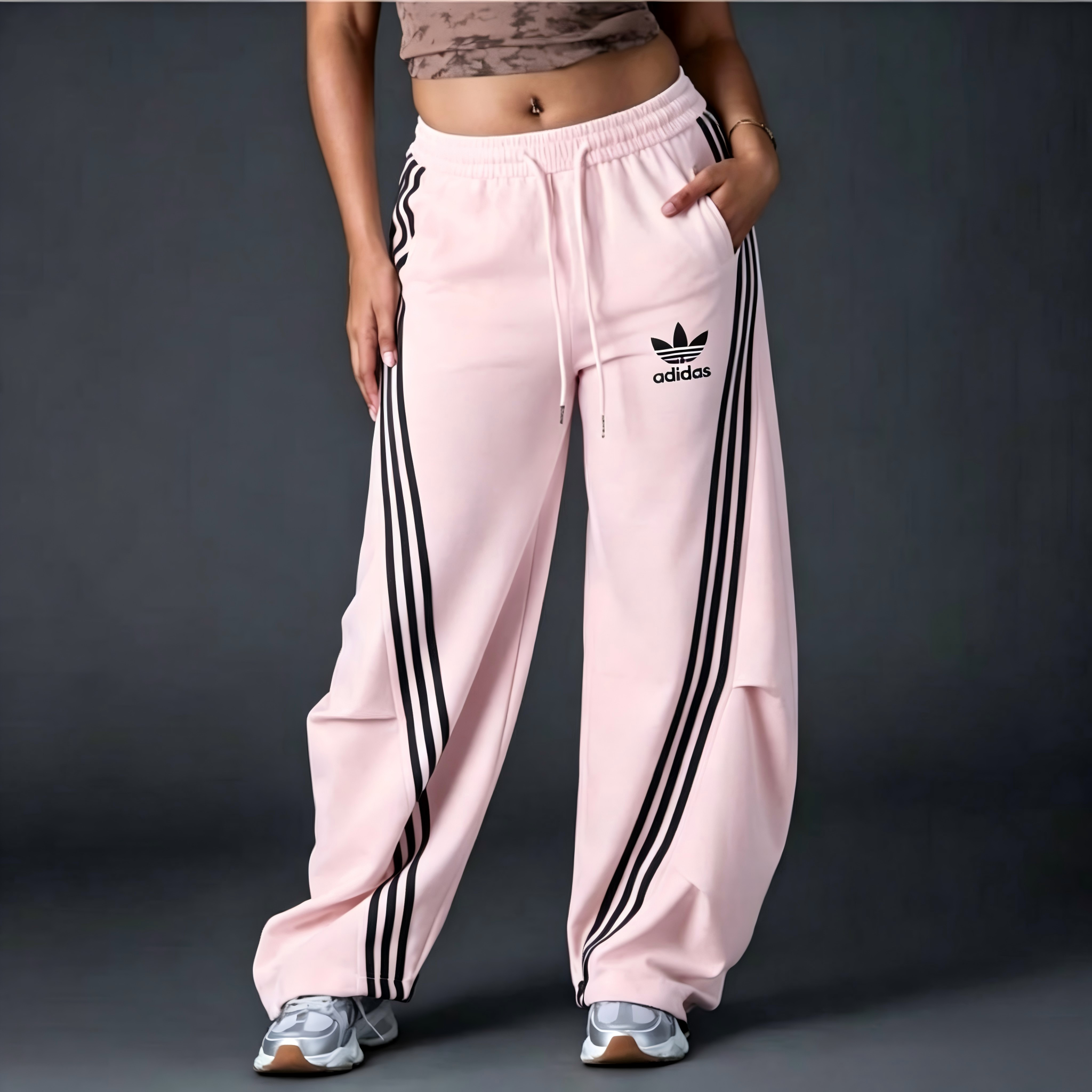 Comfort Wide-Leg Stripe Track Pants